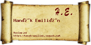 Hanák Emilián névjegykártya